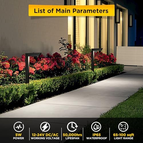 Gardencoin 3CCT LED Low Voltage Landscape Pathway Light, 12V Premium 3000K/4000K/5000K Selectable Path Lights Wired, Modern Walkway Lights Outdoor, Higher Housing with Larger Stake (19.71IN, 4pack) - Image 4