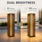 Solar Yard Slim Solar Outdoor Floor Lamp, Modern Wicker Patio Light with Dual Brightness 50/100 Lumens, Cordless Waterproof Standing Lantern for Backyard, Porch, Balcony & Poolside Decor, Brown - Image 2