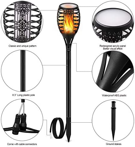 LUYE Low Voltage Torch Landscape Lights Wired Flickering Flames Torches Pathway Lights 12V Outdoor Torch Lighting with Connector Waterproof Landscape Lighting for Christmas Yard Decoration (8Pack) - Image 4
