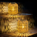 Livinlarge Solar Lanterns Outdoor Waterproof, Rattan Solar Lights for Yard - Image 3