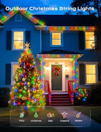 Brightown Solar Operated C6 Strawberry String Lights, 39ft 100 LEDs Multicolor LED Christmas Fairy Lights, Solar Christmas Lights Outdoor, Christmas Decorations for Christmas Tree, Garden Decor - Image 2