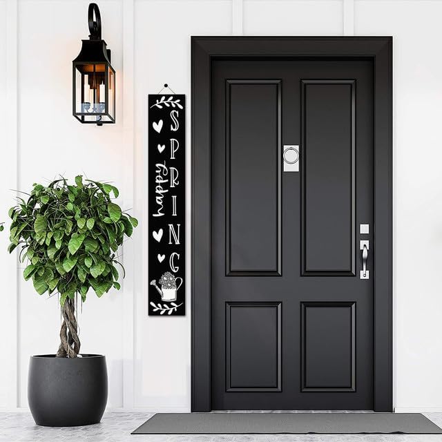 Spring Porch Sign Happy Spring Sign for Front Door 8"x63" Spring Door Decor Vertical Wood Porch Sign Wooden Tall Welcome Sign Farmhouse Standing Wooden Hanging Sign for Home Indoor Outdoor - Image 6