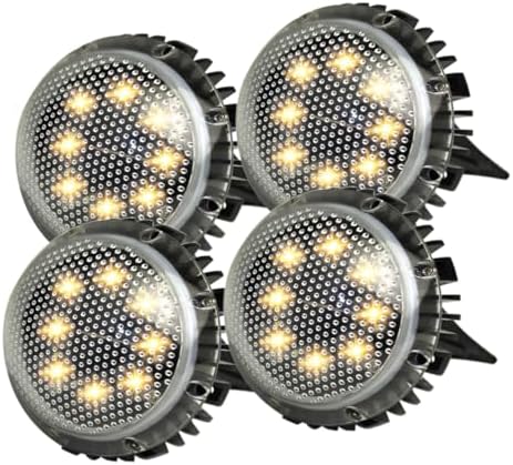 INOOMP 4pcs Solar-Powered Outdoor LED Disc Ground Lights for Garden Lawn, Warm White Landscape In-ground Lighting, Weather-Resistant Solar Lamps for Patio and Driveway Decor by INOOMP