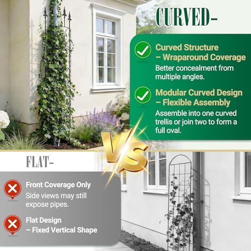 2 Pack 56.7'' H x 12'' W Garden Trellis for Climbing Plants Outdoor, Rustproof Metal Garden Flower Trellis, Rose Trellis for Outdoor Indoor Climbing Plants Clematis Vines Flowers Potted Plants, Tomato - Image 2
