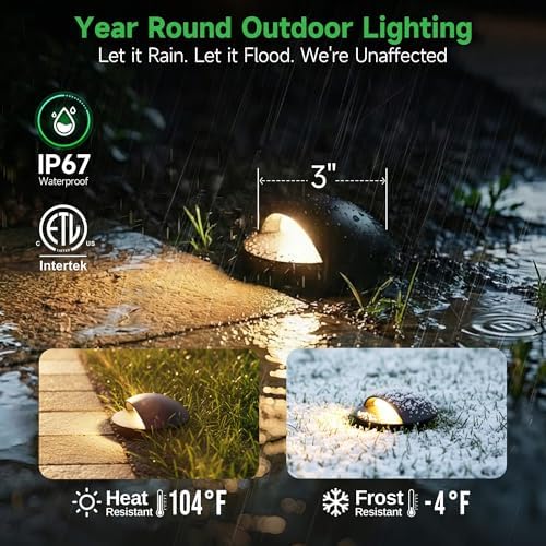 In Ground Well Lights 2700K - 12V Wired One Directional Inground Fixture, 5 Colors Ground Landscape Lighting, LED ORB Aluminum for Patio Sideway Pathway 3W 170LM 12 Pack - Image 3
