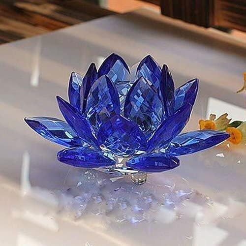 Amlong Crystal 5 Inch Sapphire Blue Crystal Lotus Flower Feng Shui Home Decor with Gift Box - Image 3