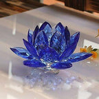 Amlong Crystal 5 Inch Sapphire Blue Crystal Lotus Flower Feng Shui Home Decor with Gift Box - Image 3
