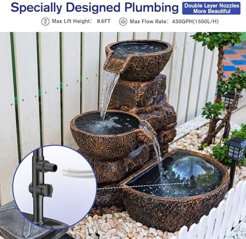 POPOSOAP Solar Water Fountain Pump, 30W Solar Pond Pump 160GPH Adjustable Flow, Dry-Run Protection, 16.5Ft Cord /6.6Ft Tubing for Pond/Waterfall/Garden/Hydroponics-P130H - Image 5