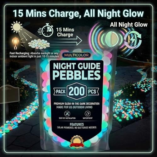 Glow in the Dark Rocks, Colorful Luminous Garden Stones for Outdoor Landscaping - Night Guide Pebbles, Glow in The Dark Pebbles for Walkway, Pathway, Yard, Fish Tank, Aquarium Decor (Green,1000pcs) - Image 3