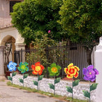 Suncalla 6 Pcs Metal Flowers Stakes Garden Decor for Outside 24 Inch Colorful 3D Hibiscus Flowers Yard Art Decor for Spring Outdoor Lawn Porch Pathway Patio Decoration - Image 4