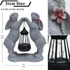 Solar Bunny Couple Garden Statue with Lantern Outdoor Decor - Image 5