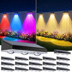 Solar Fence Lights Outdoor 20 Pack, Upgraded Brightness 3X LED Lens Fence Lights Solar Powered, 9 Fixed Colors & RGB Lights,IP65 Waterproof Solar Lights for Outside Backyard/Railing/Step/Patio by BONLION
