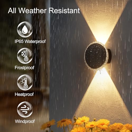 Ellasay Solar Fence Lights Outdoor: 360° Circular Lighting Solar Powered Wall Lights 12 Hours Long Runtime Up and Down Waterproof IP65 & 3 Modes High Brightness LED Focus Lens for Fence/Yard - 6 Pack - Image 6