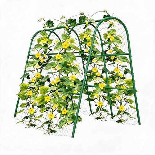 4FT x 4FT Garden Trellis Arch for Climbing Plants, Cucumber & Melon Trellis for Raised Beds, u-Shape Plant Support with Plastic Connectors for Vegetables, Peas, Tomatoes,﻿ Cucumber by EcoSummer