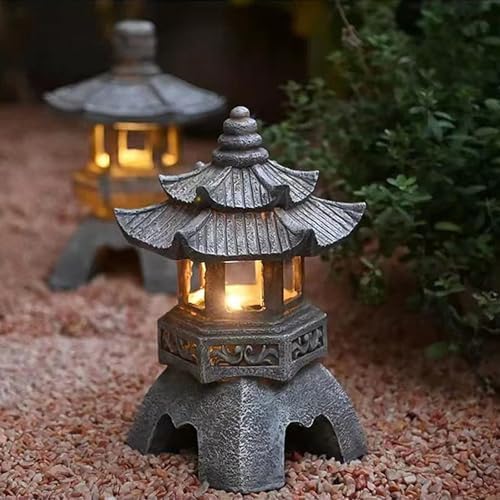 Front Porch Decor Pagoda Garden Statue Sculpture Solar Lantern Zen Decoration for Landscape Esculturas Decorativas Modernas(A1) - Image 3