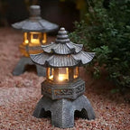 Decor Pagoda Garden Statue Sculpture Solar Lantern Zen Decoration for Landscape Nightstand Accessories(A2) - Image 3