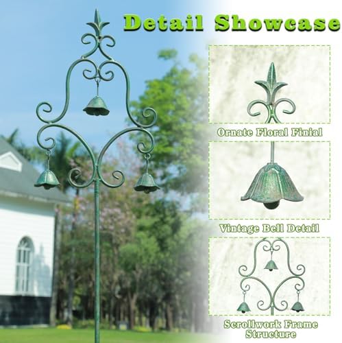 46.5" H Metal Yard Art with Bells for Outside,Decorative Garden Stakes - Image 3