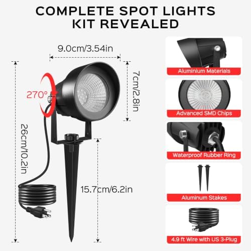 T-SUN Spot Lights Outdoor, Red Landscape Spotlights for Patio Party 4 Pack - Image 3