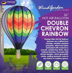 Hot Air Balloon Hanging Garden Spinner 26" - Vibrant Double Rainbow Chevron Design, Weather-Resistant Outdoor Decor, Durable & Lightweight for Patios, Yards, and Gardens - Eye-Catching Wind Spinner - Image 2