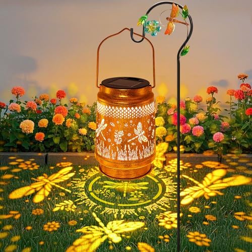 Solar Lanterns Outdoor Dragonfly Garden Decor, Birthday Gifts for Women Mom by stadeco