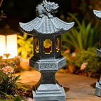 Pagoda Lantern Pagoda Garden Statue, Resin Solar Japanese Lantern, Decorative Zen Garden Landscape for Yard Patio Lawn, Style1 - Image 5