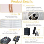 Outdoor Solar String Lantern Lights 30.7FT,Outdoor IP44 Waterproof 20 Lantern Added 1 Lantern Lights,8 Modes Solar Type-C Powered Patio Lights for Backyard Garden Cafe Bistro Party Decor - Image 6