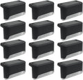 Solar Outdoor Fence Step Lights, 12pcs Black IP44 LED Outdoor Stair Lights, 1000mAh, Suitable for Courtyards, Decks, Steps, Walkways, and Lawn Paths by GTQPS