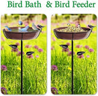 3" Deep Metal Bird Bath for Outdoors 40in Tall, Removable 13" Dia Birdbath Bowl with Stable Stake, Vintage Birdbaths and Bird Feeders for Outside Garden Yard Patio Lawn Decor(Antique Bronze) - Image 6