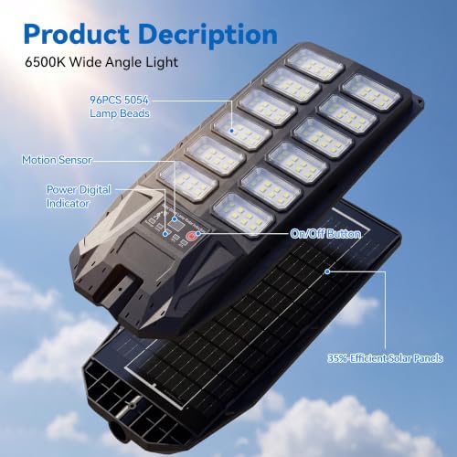 Solar Street Lights Outdoor Waterproof 1 Pack, Dusk to Dawn Outdoor Lights - Image 2