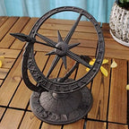 Cast Iron Garden Sundial Wind Armillary Compass Clock Roman Numerals Ornaments - Image 3