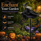 Halloween Witch Wind Spinner, 47" Metal Garden Stake with Rotating Spinning Wheels, Flying Witch Silhouette Art Decor, Spooky Outdoor Lawn Ornament for Halloween Patio Garden Pathway - Image 5