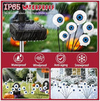 Kohlrabi Halloween Decorations Outdoor, 8 Pack 48 LED Solar Red Scary Eyeball Swaying Lights, Solar Firefly Light Waterproof Outdoor Lights for Yard Garden Party - Image 4
