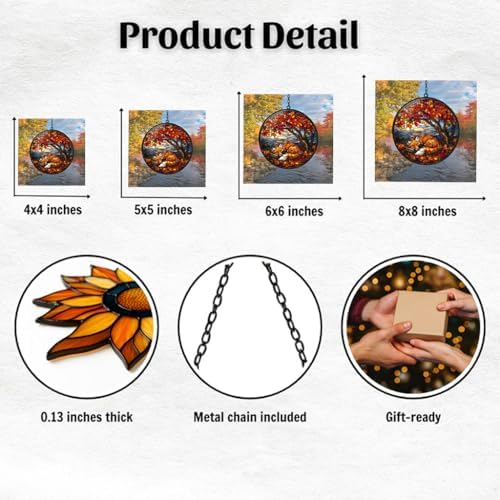 Sleeping Fox Books Fall Autumn Acrylic Suncatcher - Image 2