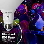 Bluex Bulbs 4 Pack PAR38 LED Black Light Bulb, 20W (200Watt Equivalent) E26 Blacklight Bulb Level 385-400nm, Body Paint, Glow in The Dark Party LED Light Bulb Neon Glow Fluorescent Poster - Image 5