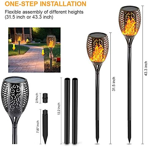 EOYIZW Solar Lights Outdoor 4 Pack, 99 LEDs Solar Torch Light with Flickering Flame- IP65 Waterproof Solar Garden Lights, Solar Powered Outdoor Lights for Porch Yard Patio Halloween Decorations - Image 5