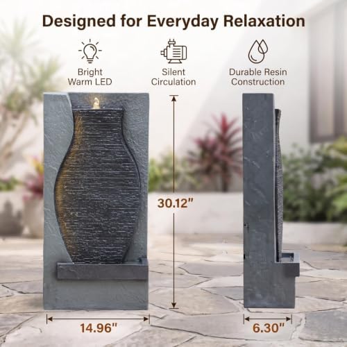 28H Modern Indoor/Outdoor Water Fountain with Soothing LED Light - Image 3