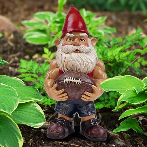 Better Office Products Garden Gnome Statue, 12" Height, Handcrafted Waterproof, UV-Resistant Polyresin Lawn Patio Porch Ornament Decoration (Muscled Football Player with Glowing Solar Light) - Image 6