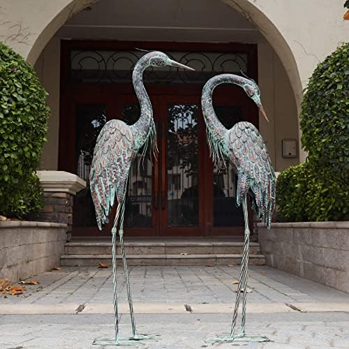 Kircust Garden Crane Statues Metal Heron Outdoor Statue 46 Inch by Beautyinyouroutdoorspace