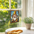 Bee Keeper Gnome Stained Glass Suncatcher – Square Hanging Window Panel for Home or Greenhouse – Whimsical Glass Art Gift for Garden Lovers, Christmas, Halloween, Father Days sRuQKl - Image 3