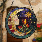 Moon Goddess and Rose Stained Glass Window Hanging Suncatcher Gifts 9.8" - Image 4