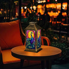 Solar Lantern Peacock Stained Glass Vibrant Blue Feathers Golden Mosaic Halo Outdoor Waterproof Hanging Solar Light Outside Lights for Patio Yard House Lawn Decor Birthday Gifts for Women Mom - Image 7