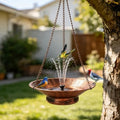 12.6" W Hanging Bird Bath with Solar Fountain, Upgraded Metal Bronze by CaliDecor-UpgradeYourHome