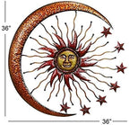 Bellaa Metal Wall Art Sun Moon Stars Celestial Indoor Outdoor Hanging Garden 3D Sculpture Retro Plaques Home Decor Large 36 inch - Image 3