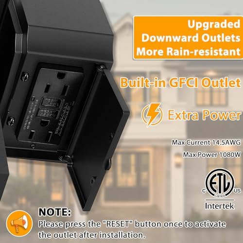 Porch Light with GFCI Outlet, 2 Pack Dusk to Dawn Outdoor Wall Lights - Image 2