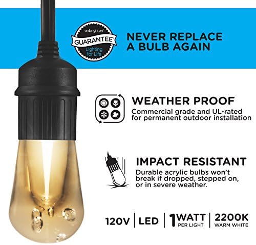 Enbrighten Seasons Vintage LED Café String Lights, 24ft, 12 Acrylic Bulbs, Color Changing, Indoor/Outdoor + UltraPro WiFi Plug, 2-Outlet Grounded - Image 2