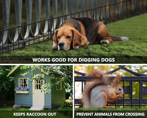19.83ft(L) X 13inch(H) No Dig Fence, 14 Panels Animal Barrier Fences Rustproof Metal Bottom Fencing Border, Rabbits Dog Digging Blockers Ground Stakes Defense for Outdoor Landscape Patio - Image 6