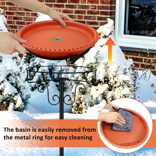 Heated Bird Bath for Outdoors Winter, 100W Heated Birdbath with Stake Brown - Image 4