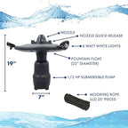 Half Off Ponds 1/2 HP 5000 GPH Floating Aerating Fountain LED 100 Ft Cord - Image 2