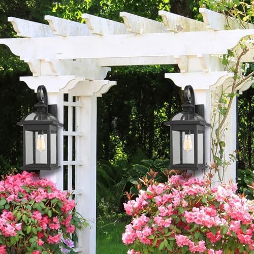 Darkaway 2pcs Outdoor Lights Fixtures Wall Mount, Large 22inch Outdoor Wall Sconce Lights with Seeded Glass Waterproof Outside Exterior Lights Fixture for House Front Porch Patio - Image 6
