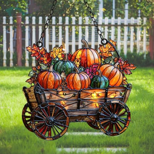 Pumpkin Harvest Autumn Fall Acrylic Suncatcher by AVAGAN